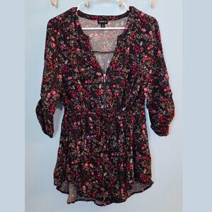 Torrid Challis 3/4 Sleeve Top with Zipper, sz 2 (2X)